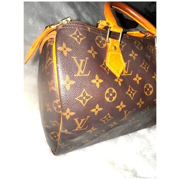 Vintage Louis Vuitton Monogram Speedy 30 Handbag Brown Canvas & Leather Handles - Picture 9 of 16